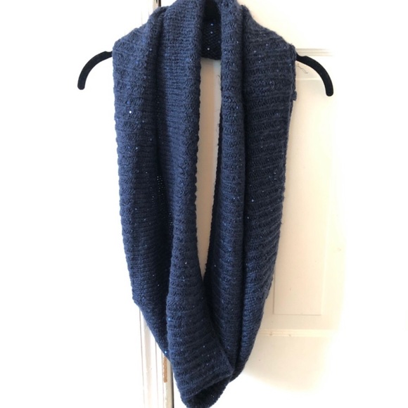 H&M Navy Blue Sparkle Knit Inifinity Scarf Winter